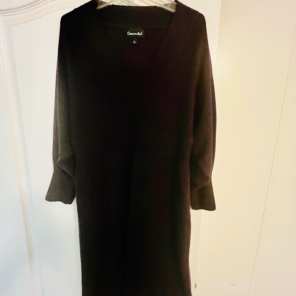 Connected Apparel purple V-Neck Sweater dress. Perfect for winter/spring look.
